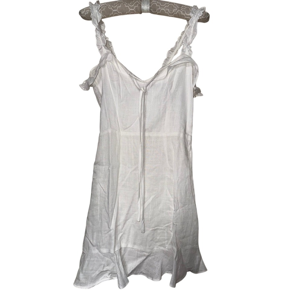 Lulus White Linen Blend Ruffle Spaghetti Strap Mini Dress XS